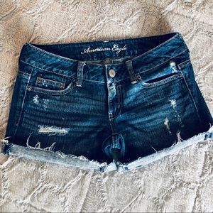 American Eagle Distressed Denim Shorts Dark Wash